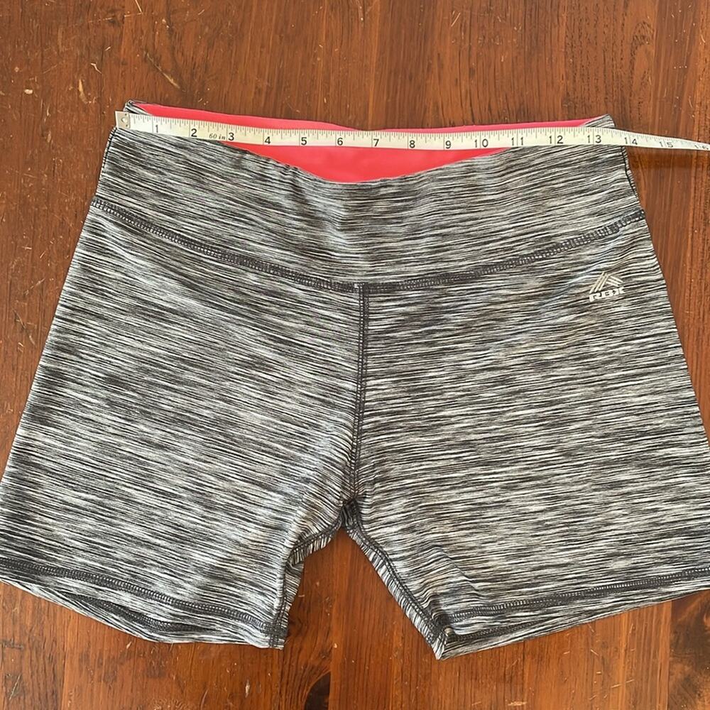 RBX Women Large Athletic Shorts Stretch Gray White Stripe Pink Biker Style CR570 - Picture 4 of 6